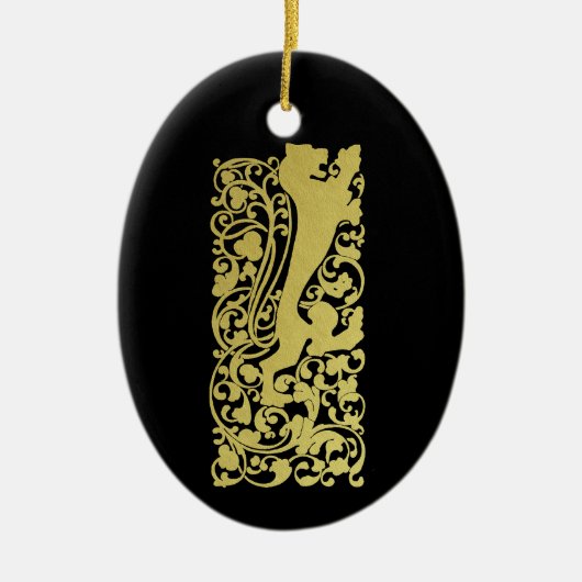 Will Bradley Heraldic Lion Keramisch Ornament (Voorkant)