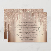 Will Bridesmaid Blush Glitter Drift Spark Name Briefkaart (Voorkant / Achterkant)