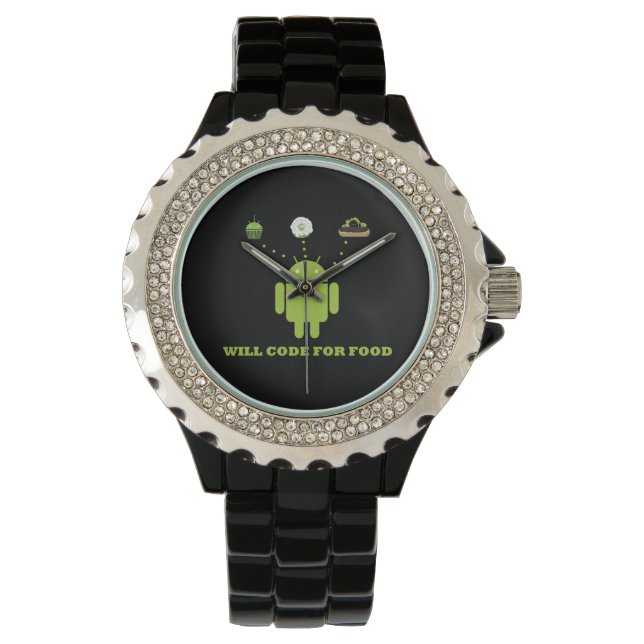 Will Code for Food (Android Software Developer) Horloge (Voorkant)