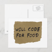 Will Code for Food Briefkaart (Voorkant / Achterkant)