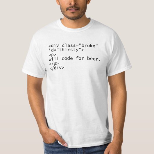 Will code voor bier t-shirt (Voorkant)