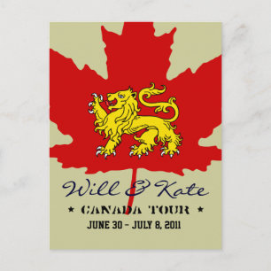 Will en Kate CANADA Tour Briefkaart