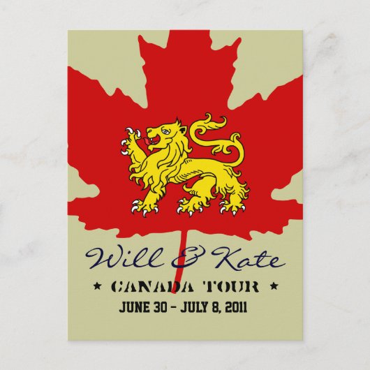 Will en Kate CANADA Tour Briefkaart (Voorkant)