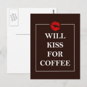 Will Kiss for Coffee Gift Original Design Java Fun Briefkaart (Voorkant / Achterkant)