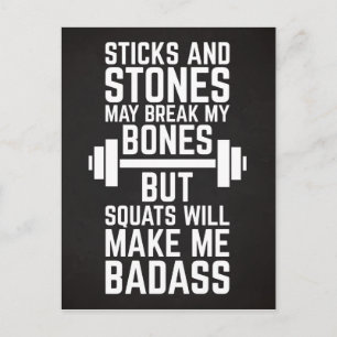Will Make Me Badass Gym Quote Squats Briefkaart