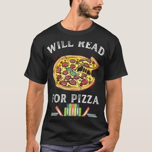 Will Read for Pizza 90s Kinder Reading Program T-shirt (Voorkant)