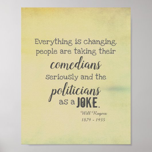 Will Rogers humour cite une affiche politique (Devant)