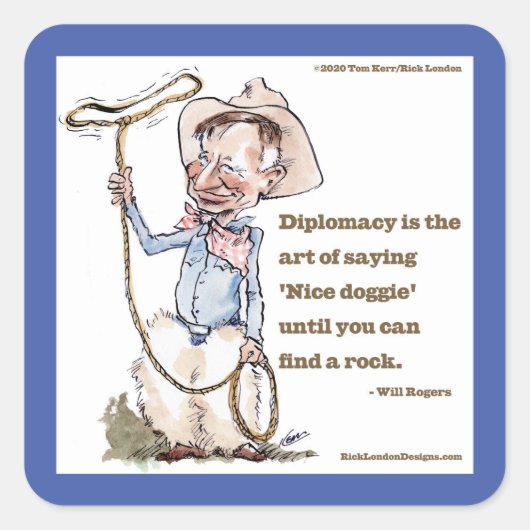 Will Rogers & Quote Vierkante Sticker (Voorkant)