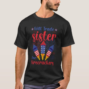 Will ruilen zuster voor voetzoekers vuurwerk 4th J T-shirt