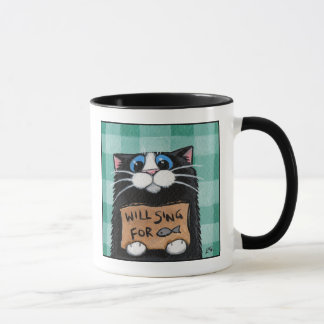 Will Sing for Fish - Whimsical Cat Mok