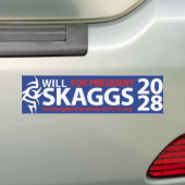 Will Skaggs voor President 2028 Bumpersticker (Op auto)