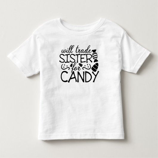 Will Trade Sister voor Snoep Halloween White Kinder Shirts (Voorkant)