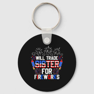 Will Trade Sister voor vuurwerk Grappig 4 juli Sleutelhanger