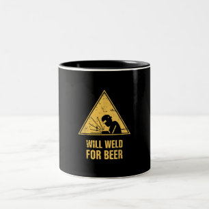 Will Weld For Beer Gifts Funny Welder Gifts Tweekleurige Koffiemok