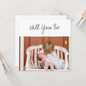 Will you be Godparent Baby & Sibling Photo Kaart (Voorkant / Achterkant in situ)