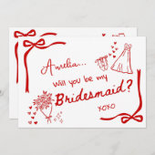 Will you be my Bridesmaid Card Invitation (Devant / Derrière)