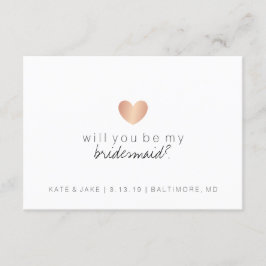 Will You Be My Bridesmaid - Heart Glam Roos Gold Kaart