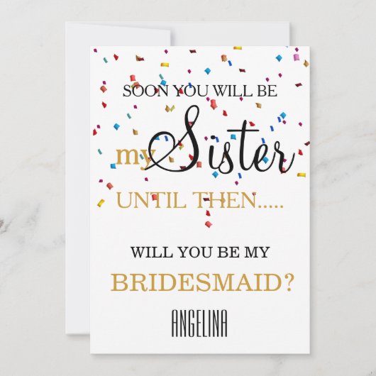 Will you be my bridesmaid? invitation (Devant)