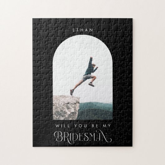 Will you be my Bridesman Minimal Photo Black Arch Legpuzzel (Verticaal)