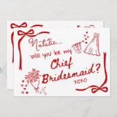Will you be my Chief Bridesmaid Card Invitation (Devant / Derrière)