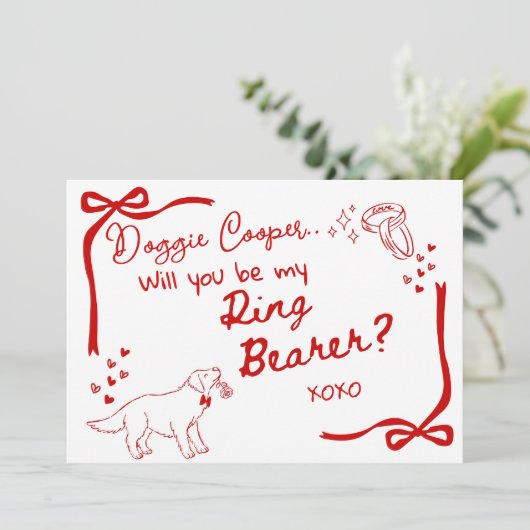 Will you be my Doggie Ring Bearer Card Invitation (Debout devant)