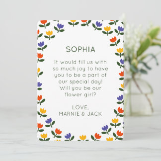 Will You Be My Flower Girl? Modern Tulip Proposal Kaart