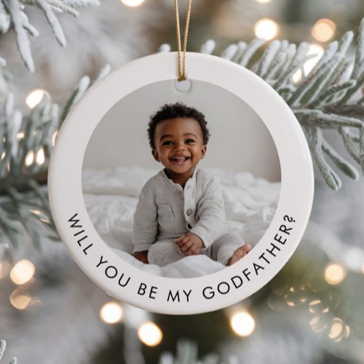 Will You Be My Godfather Photo Proposal Keramisch Ornament