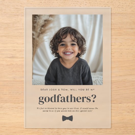 Will You Be My Godfathers Photo Proposal Acryl Uitnodigingen (Voorkant)