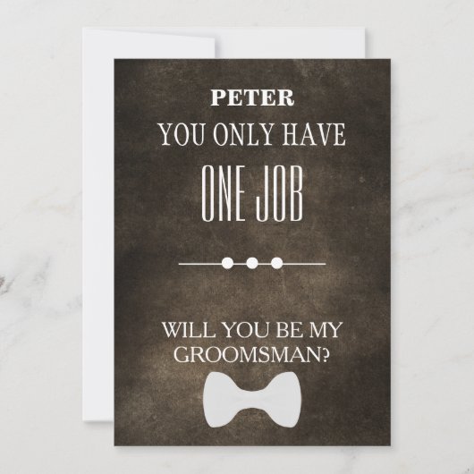 Will  You  Be My Groomsman? Invitation Kaart (Voorkant)