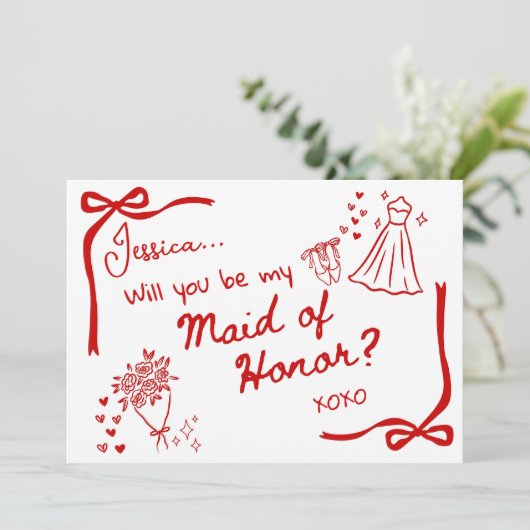 Will you be my Maid of Honor Card Invitation (Debout devant)