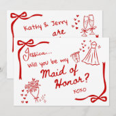 Will you be my Maid of Honor Card Invitation (Devant / Derrière)