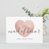 Will You Be My Maid of Honor Kaart - Roos Gold (Staand voorkant)