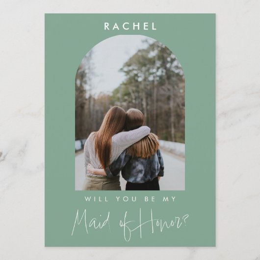 Will you be my Maid of Honor Sage Green Photo  (Voorkant)