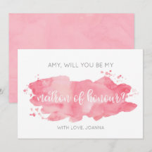 Will You Be My Matron of Honor Waterverf Pink