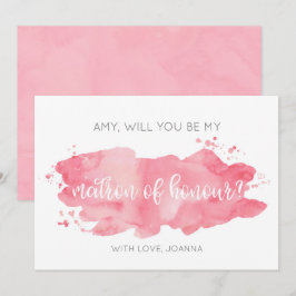 Will You Be My Matron of Honor Waterverf Pink Kaart