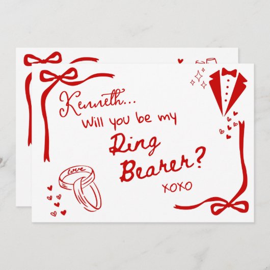 Will you be my Ring Bearer Card Invitation Kaart (Voorkant / Achterkant)