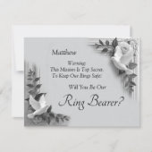 Will You Be My Ring Bearer? Grey Roses & Doves (Voorkant)