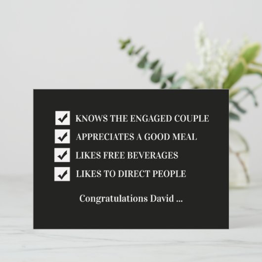 Will You Be My Usher Funny Digital Invitation Card (Debout devant)