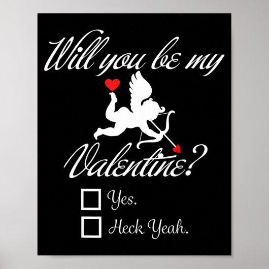 Will You Be My Valentine Funny Heart Cud V-day  Poster (Voorkant)