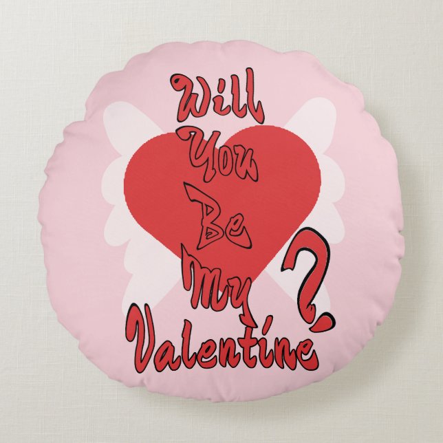 Will You Be My Valentine? Rond Kussen (Voorkant)