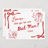 Will you be our Best Man Card Invitation Kaart (Voorkant / Achterkant)