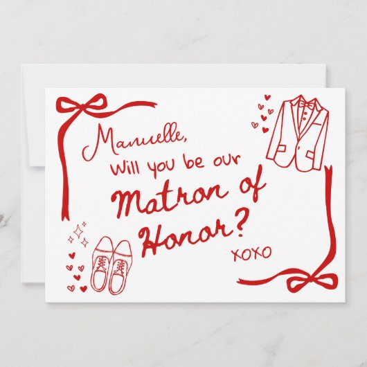 Will you be our Matron of Honor Card Invitation (Devant)