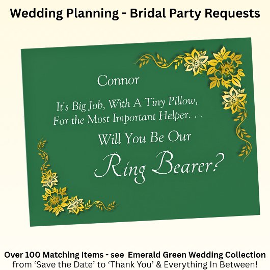 Will You Be Our Ring Bearer? Emerald Green & Gold
