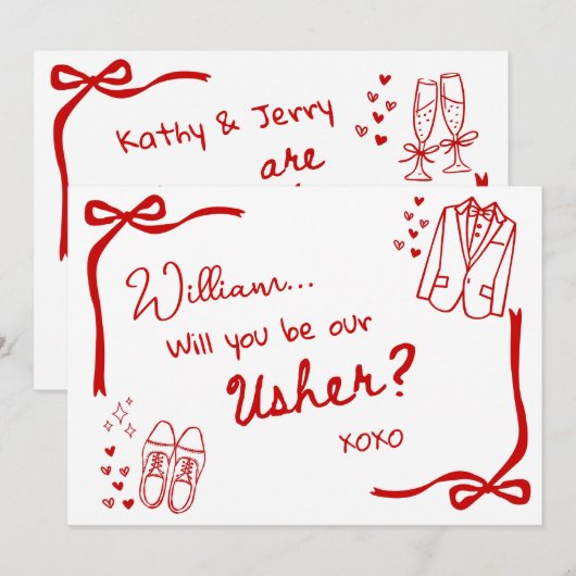 Will you be our Usher Card Invitation (Devant / Derrière)