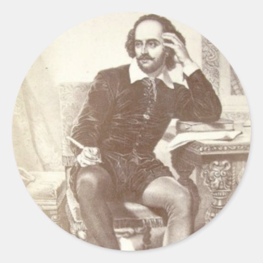 Willaim Shakespeare Ronde Sticker (Voorkant)