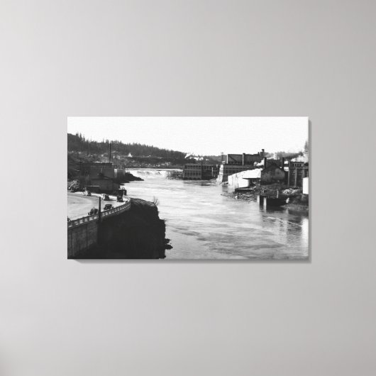 Willamette Herfsten en Paper Mills Oregon City Canvas Afdruk (Voorkant)