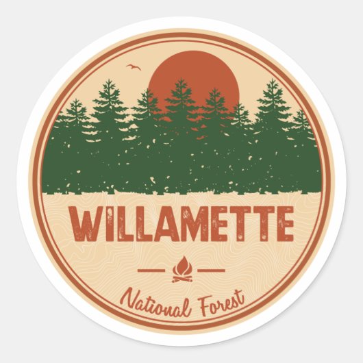 Willamette National Forest Ronde Sticker (Voorkant)