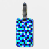 Willekeurig gecheckte pixelkunst - Blauw en wit Bagagelabel (Achterkant verticaal)