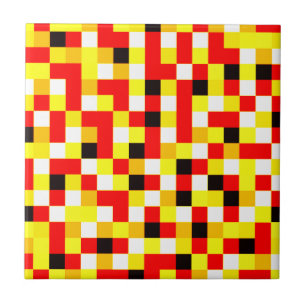Willekeurig gecheckte pixelkunst - rood en geel tegeltje