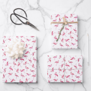 Willekeurig geschilderde flamingo's in waterverf o inpakpapier vel
